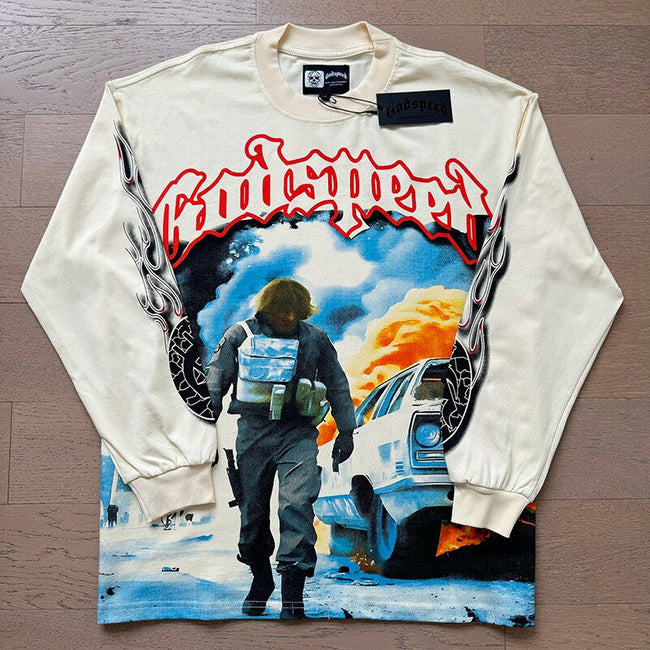 GodSpeed Automotive Graphic Cream Long Sleeve T-Shirt Hover Image
