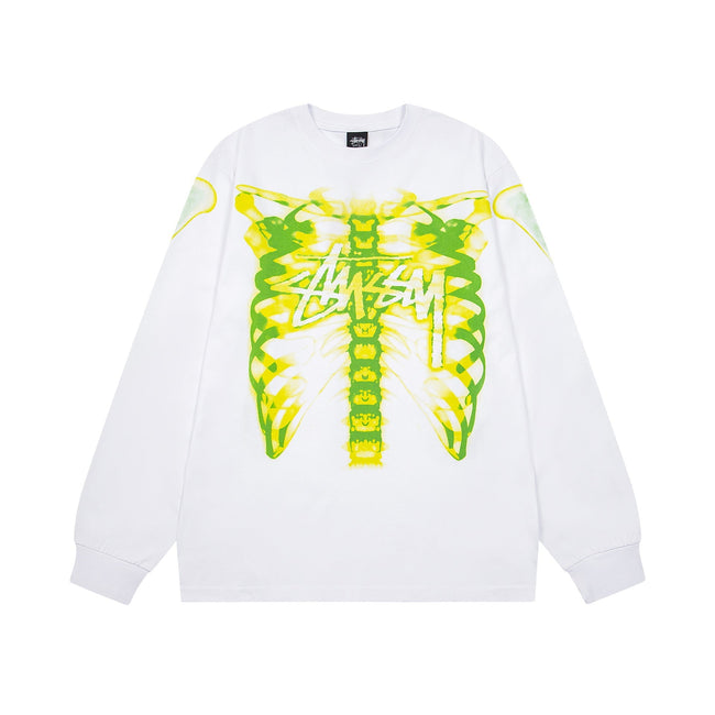 STUSSY Ribcage Graphic Long Sleeve Tee – White Hover Image