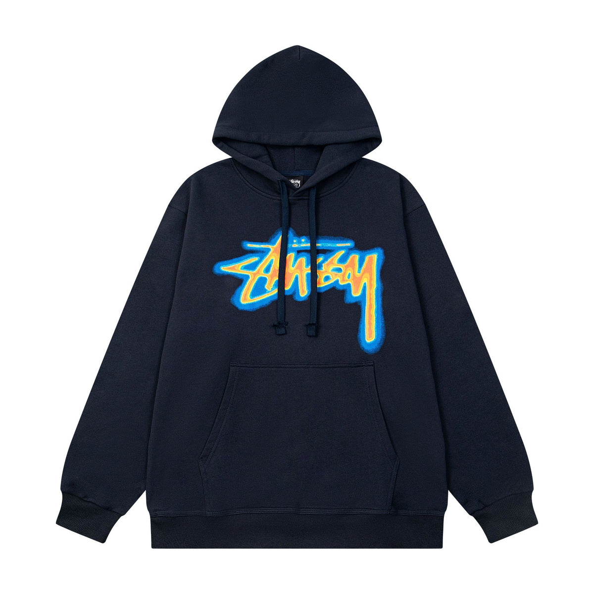 STUSSY Stock Logo Pullover Hoodie – Navy