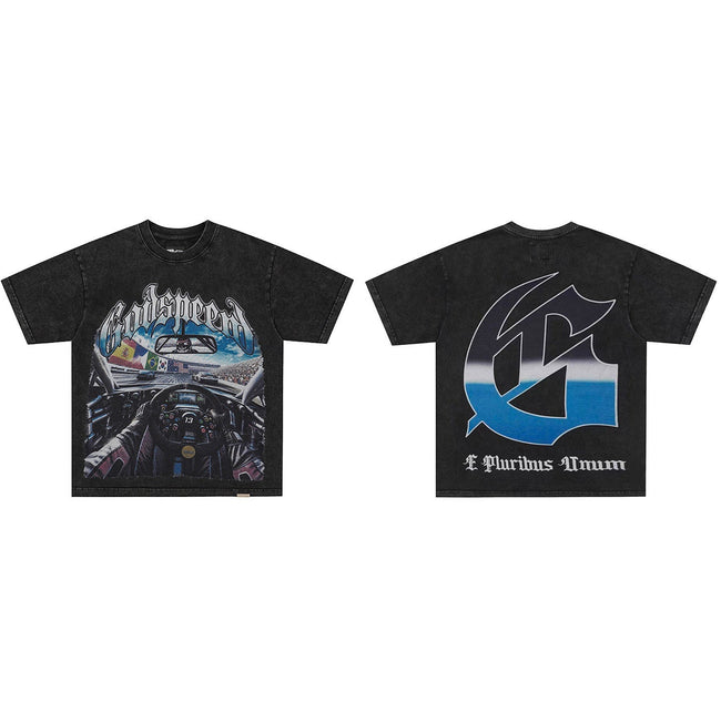 GodSpeed Racing Washed Black T-Shirt Hover Image