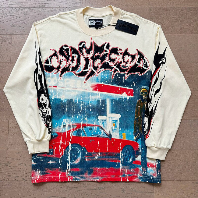 GodSpeed Retro Car Graphic Long Sleeve T-Shirt Hover Image