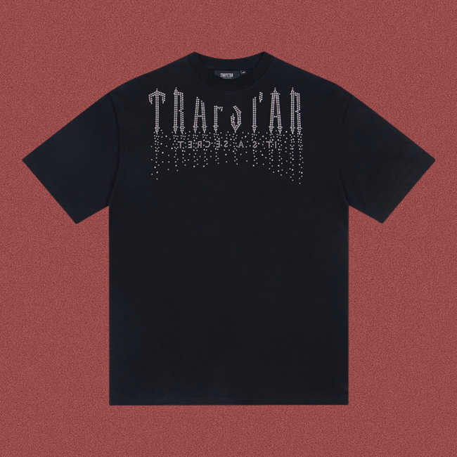 TRAPSTAR Rhinestone Logo T-Shirt Black Hover Image