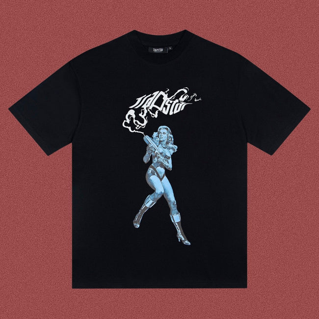 TRAPSTAR Anime Graphic T-Shirt Black Streetwear Tee Hover Image