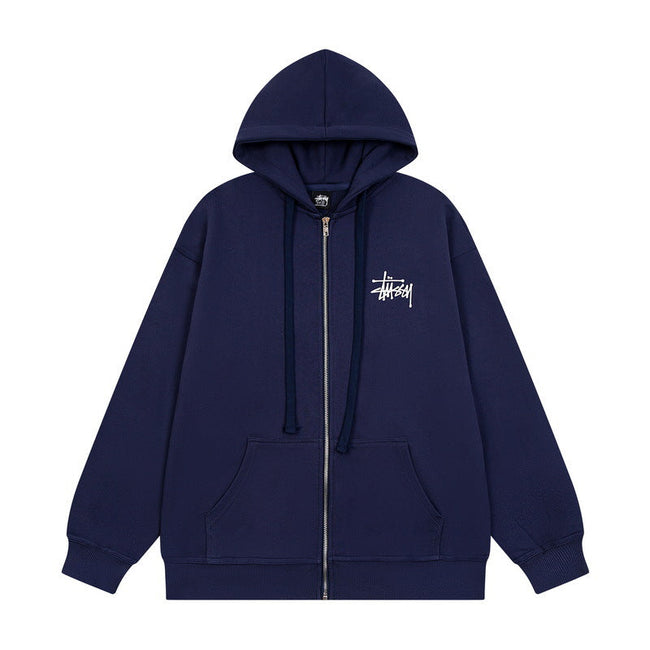 STUSSY Basic Logo Zip Hoodie – Navy Hover Image