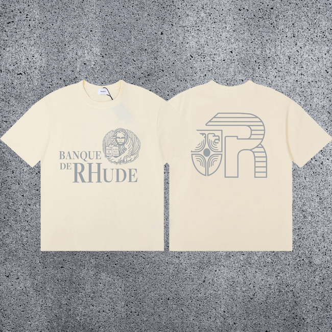RHUDE Banque de Graphic T-Shirt – Cream Hover Image