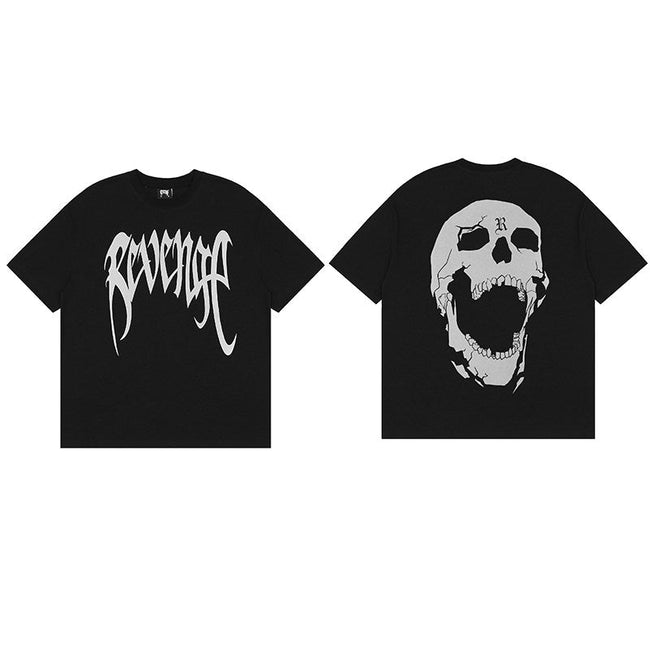 REVENGE Cracked Skull Graphic T-Shirt Hover Image