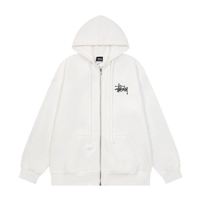 STUSSY Basic Logo Zip Hoodie White Hover Image