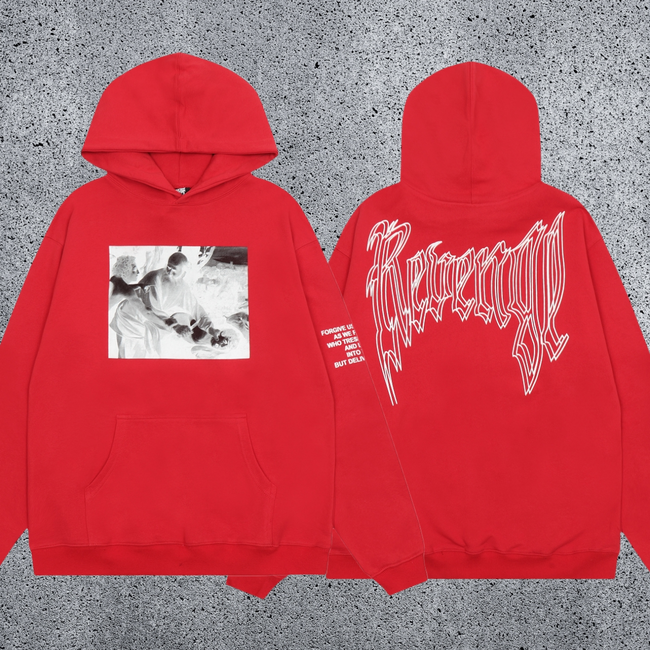 REVENGE Graphic Pullover Hoodie – Red Hover Image