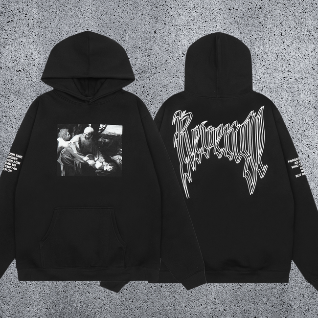 REVENGE Gothic Graphic Hoodie – Black Hover Image