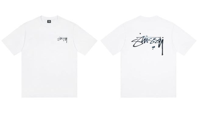 STUSSY Signature Logo White T-Shirt Hover Image