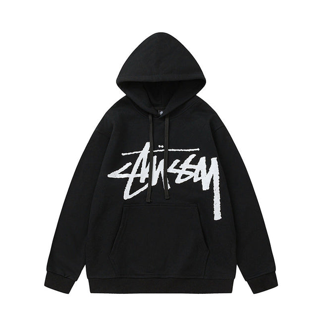 STUSSY Big Logo Pullover Hoodie Black Hover Image