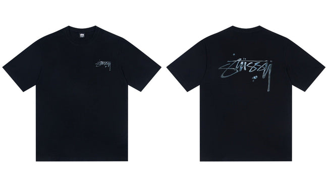 STUSSY Signature Logo Black T-Shirt Hover Image