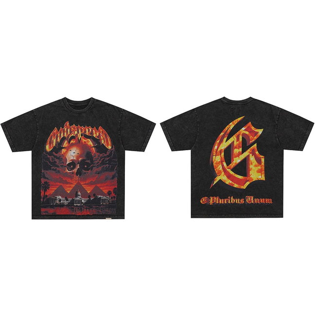 GodSpeed Skull Sunset Graphic T-Shirt Hover Image