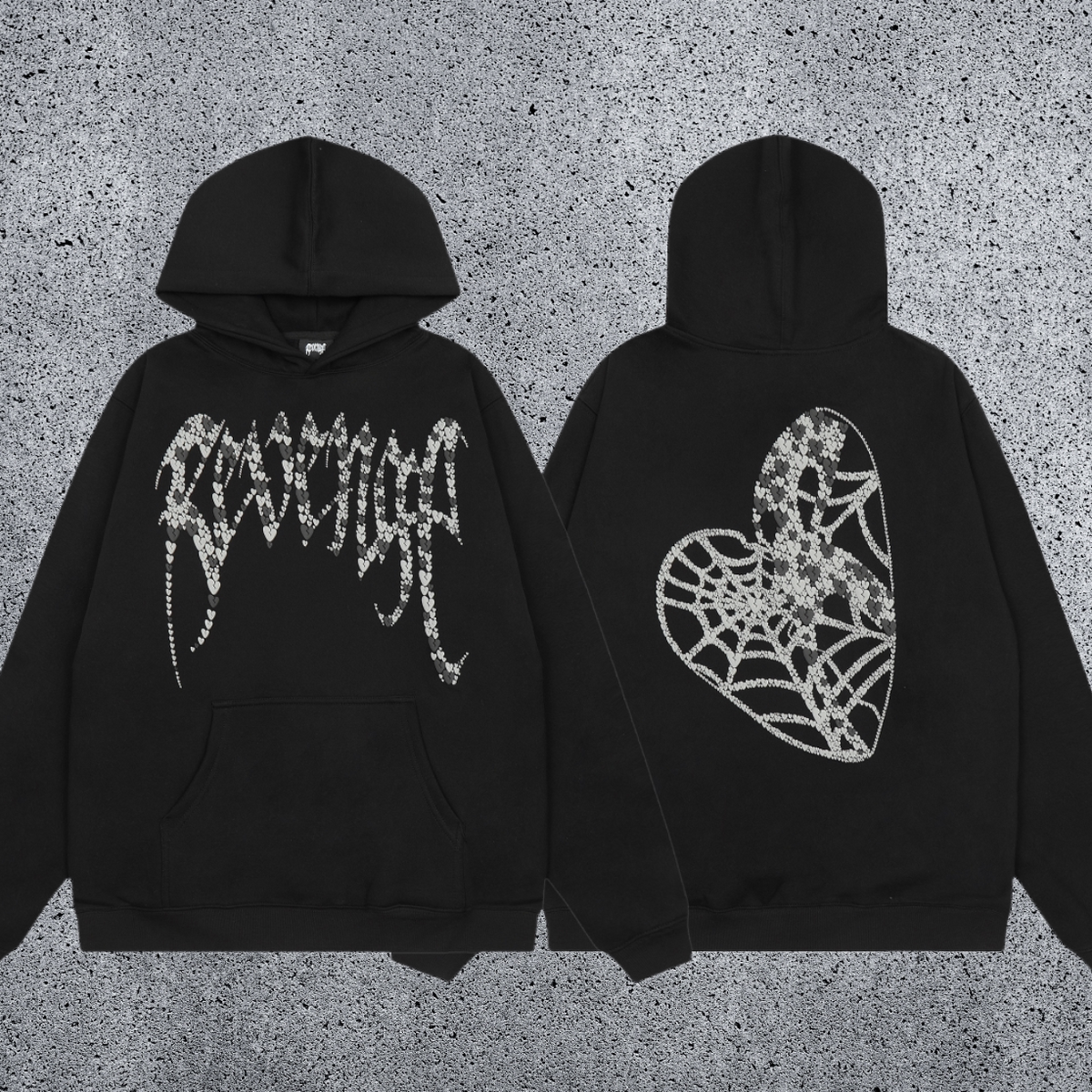 REVENGE Heart Graphic Fleece Hoodie