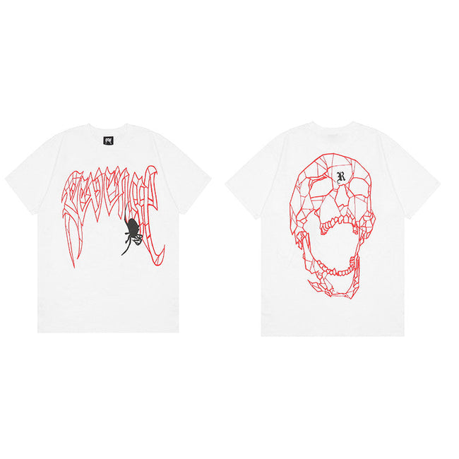 REVENGE Spider Skull Graphic T-Shirt – White Hover Image