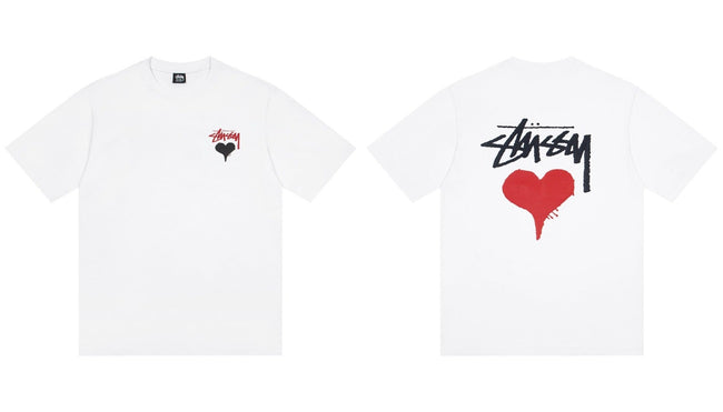 STUSSY Heart Logo White T-Shirt Hover Image