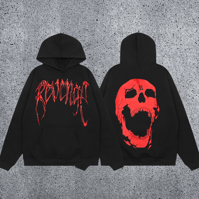 REVENGE Skull Graphic Fleece Hoodie Hover Image