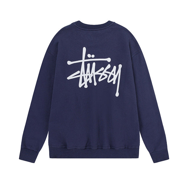 STUSSY Basic Logo Crewneck Sweatshirt Navy Hover Image