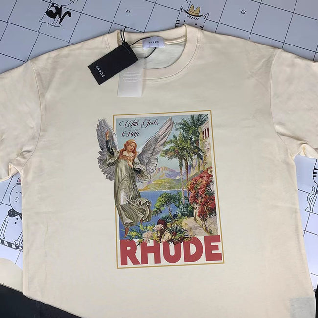 RHUDE With Gods Help Graphic T-Shirt – Cream Hover Image