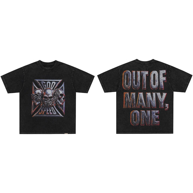 GodSpeed Skull Graphic T-Shirt – Washed Black Hover Image