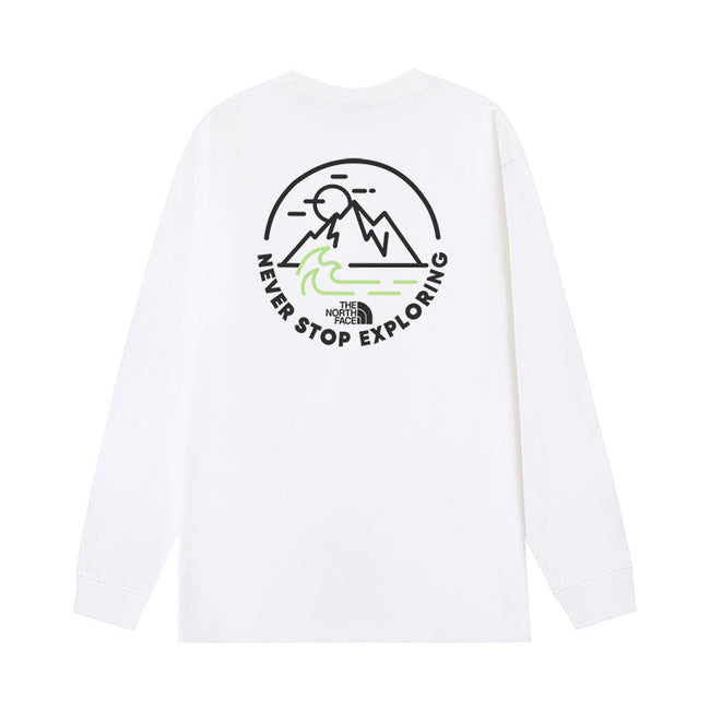 The North Face Never Stop Exploring Mountain Graphic Long Sleeve T-Shirt – White Hover Image