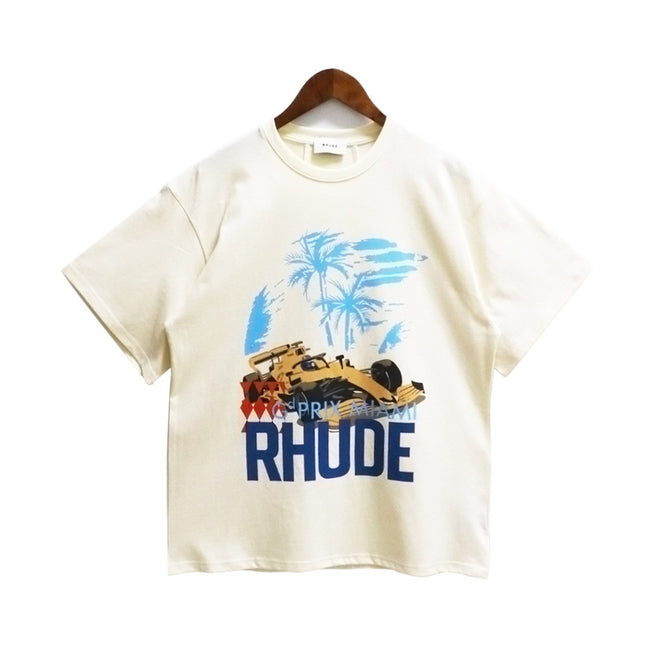 RHUDE Miami Grand Prix Racing Graphic T-Shirt – Cream Hover Image