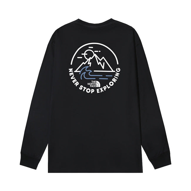 The North Face Never Stop Exploring Mountain Graphic Long Sleeve T-Shirt – Black Hover Image