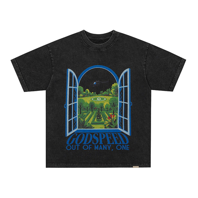 GodSpeed Helicopter Graphic T-Shirt – Washed Black Hover Image