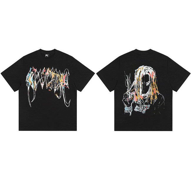 REVENGE Graphic Sketch T-Shirt – Black Hover Image