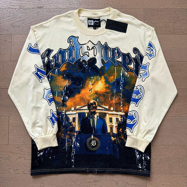 GodSpeed Cream Presidential Skull Graphic Long Sleeve Hover Image