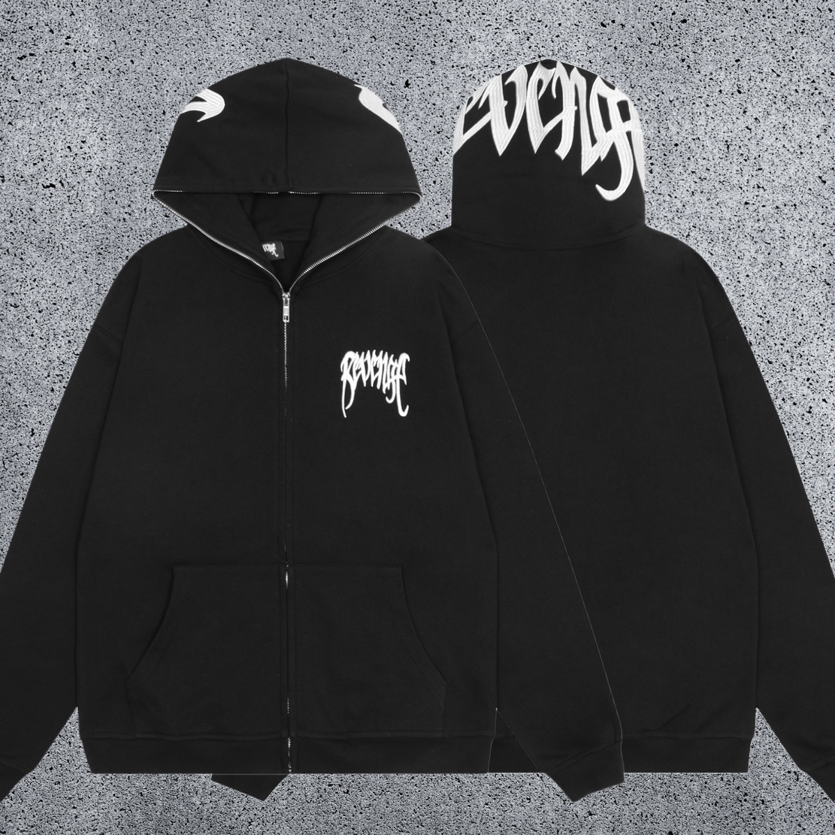 REVENGE Graffiti Zip-Up Hoodie – Blue