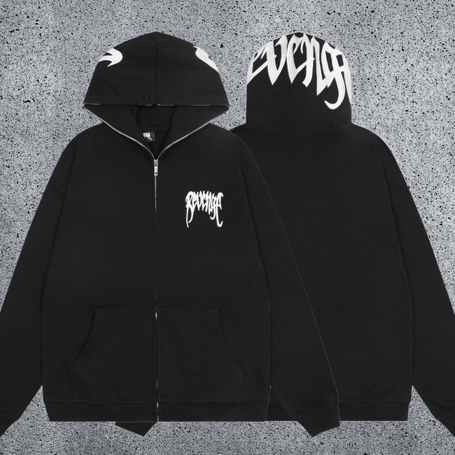 REVENGE Graffiti Zip-Up Hoodie – Blue Hover Image
