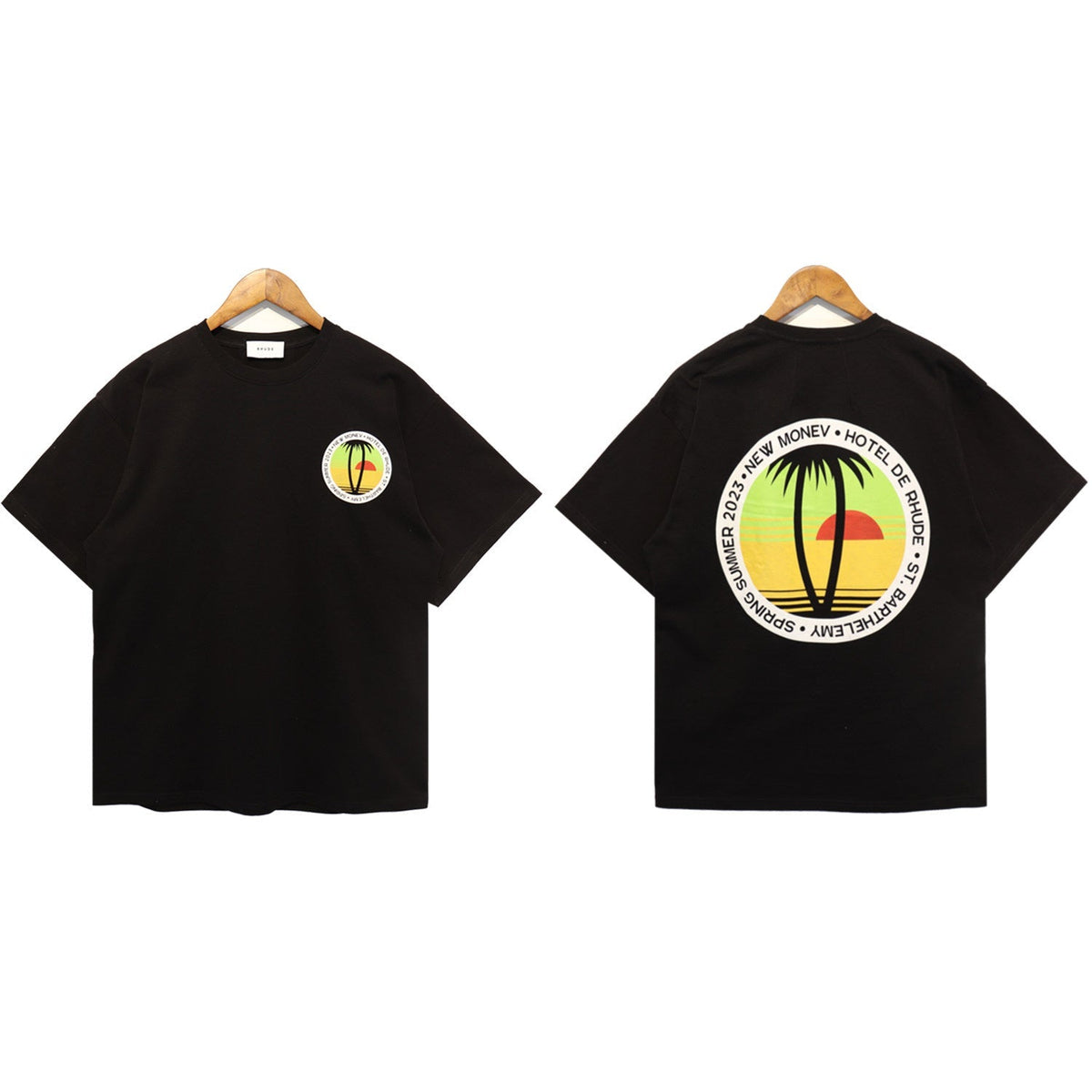 RHUDE Sunset Palm Graphic T-Shirt Black
