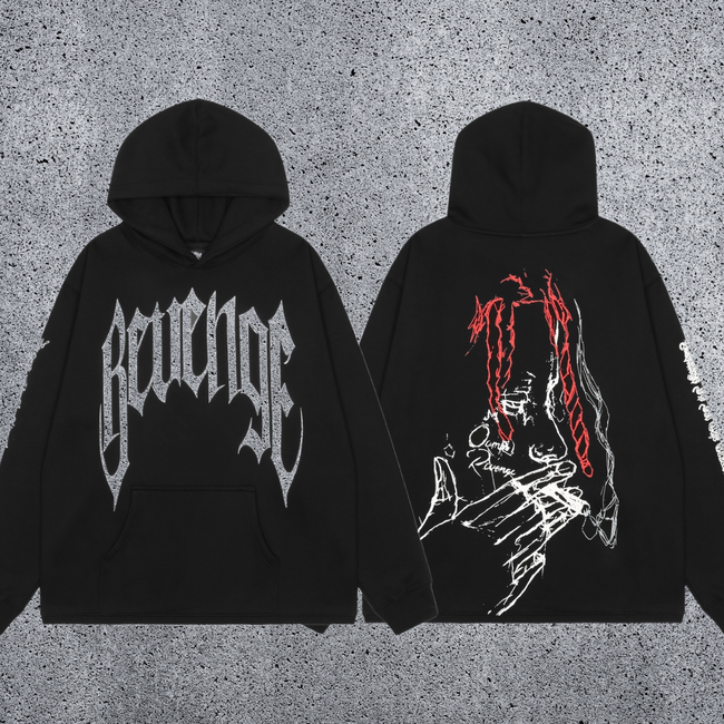 REVENGE Graphic Short-Hem Hoodie Hover Image