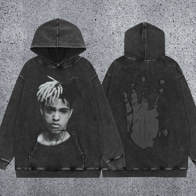 REVENGE Washed Black Graphic Hoodie Hover Image