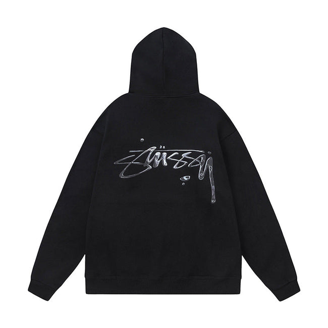 STUSSY Graffiti Logo Hoodie Black Hover Image