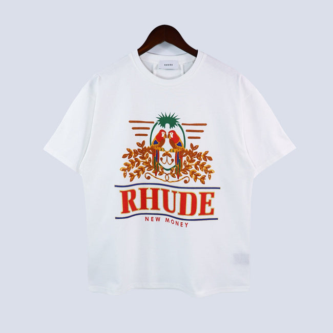 RHUDE New Money Parrot Graphic T-Shirt White Hover Image