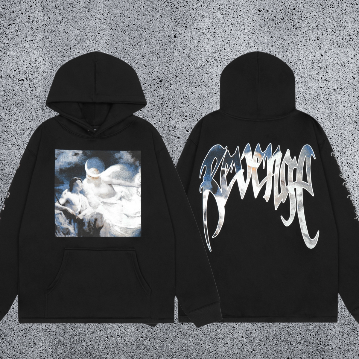 REVENGE Moon Graphic Black Hoodie
