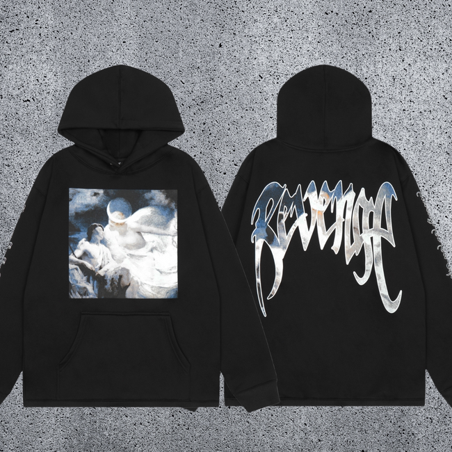 REVENGE Moon Graphic Black Hoodie Hover Image