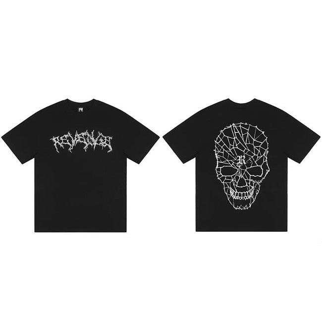 REVENGE Cracked Skull Graphic T-Shirt Hover Image
