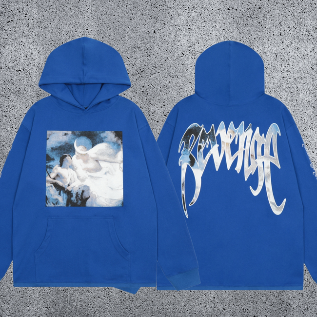 REVENGE Moon Graphic Blue Hoodie Hover Image