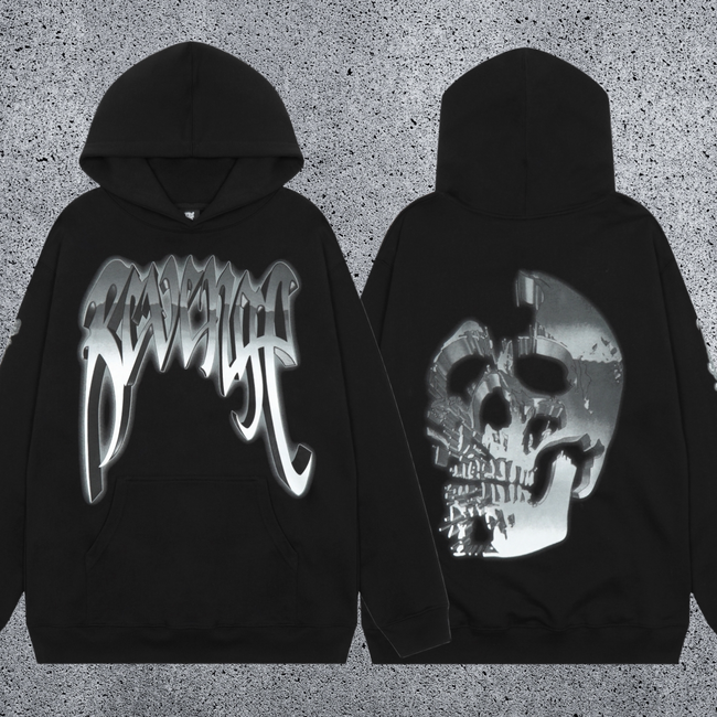 REVENGE Skull Graphic Pullover Hoodie Hover Image