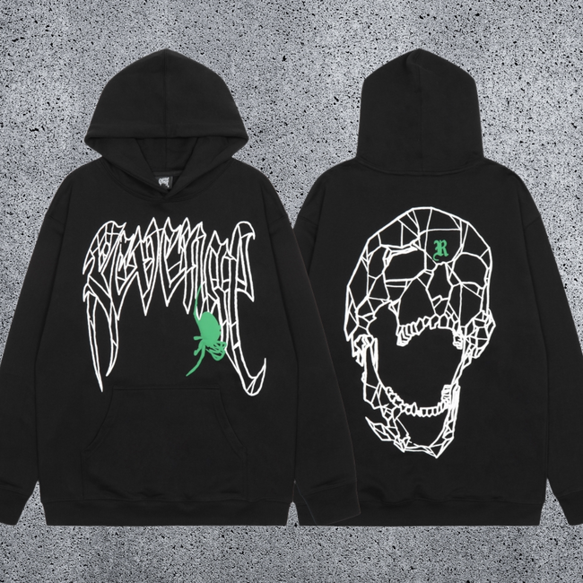 REVENGE Spider Skull Graphic Hoodie Hover Image