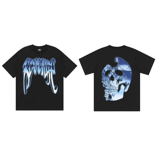 REVENGE Blue Skull Graphic T-Shirt Hover Image