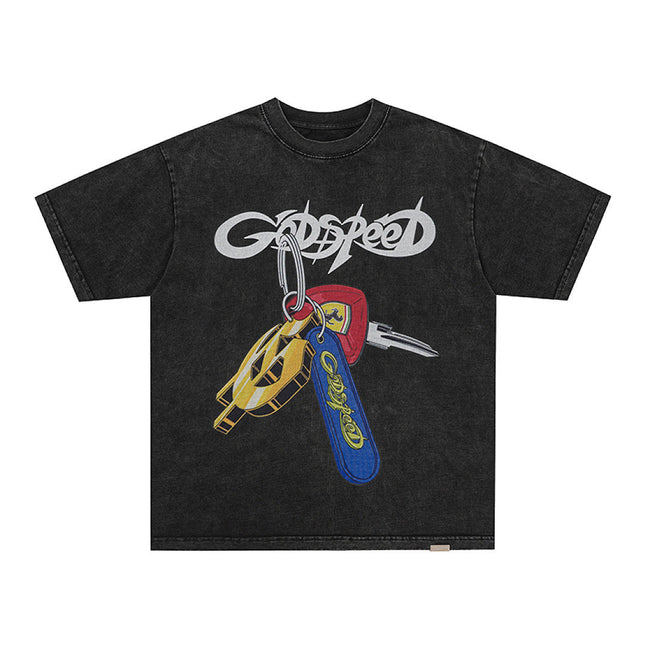 GodSpeed G2017 Washed Black Keychain Graphic T-Shirt Hover Image