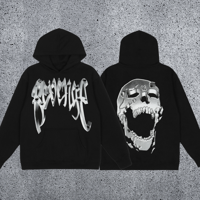 REVENGE Skull Graphic Hoodie Hover Image