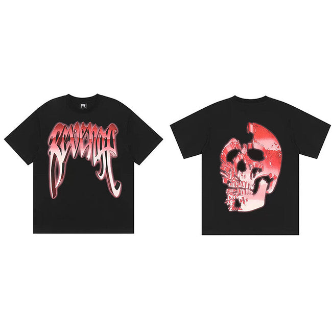 REVENGE Red Skull Graphic T-Shirt Hover Image
