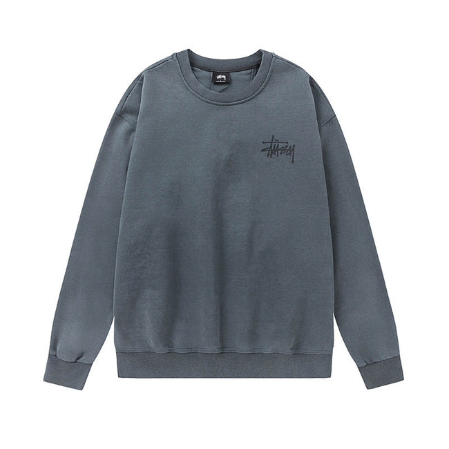 STUSSY Basic Logo Charcoal Grey Crewneck Sweatshirt Hover Image