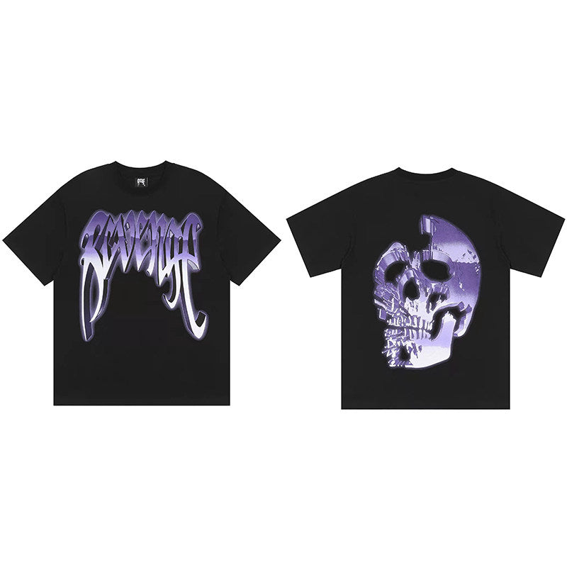 REVENGE Purple Skull Graphic T-Shirt