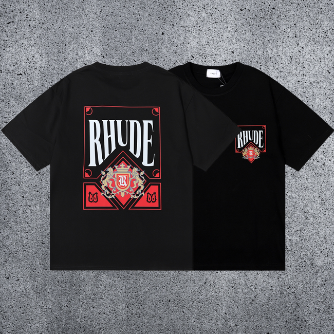 RHUDE Black Red Crest Graphic T-Shirt Hover Image